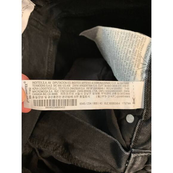 Zara Size 8 High Rise 28 Inseam Straight Leg Distressed Black Women Jean - Picture 8 of 8